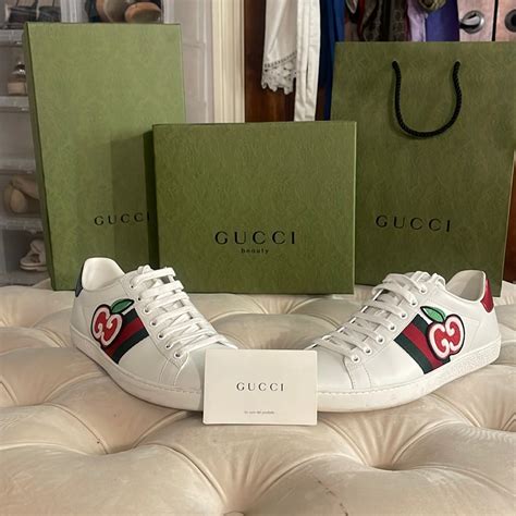 gucci ace cherry sneakers|Gucci ace gg suede sneakers.